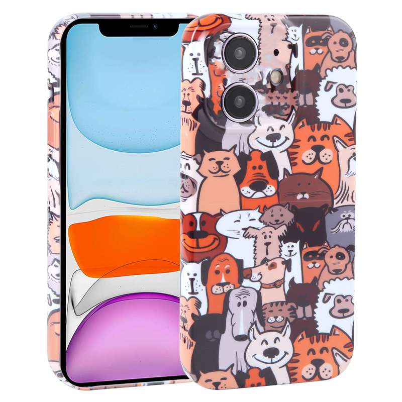 For iPhone 11 Dustproof Net Full Coverage PC Phone Case(Animal Party)