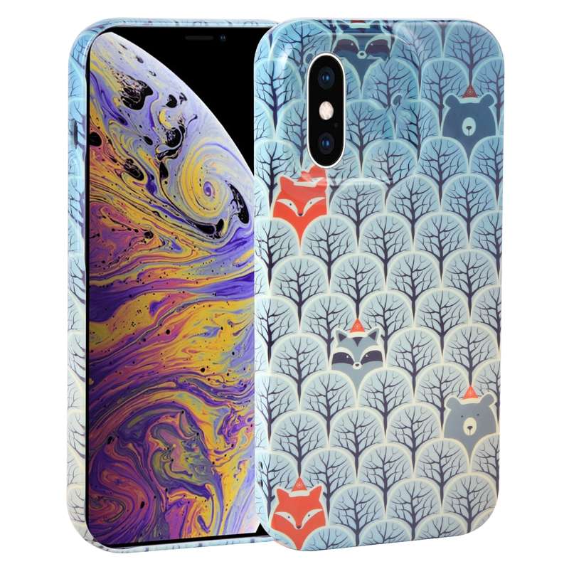 For iPhone XS Max Dustproof Net Full Coverage PC Phone Case(Animal Party)