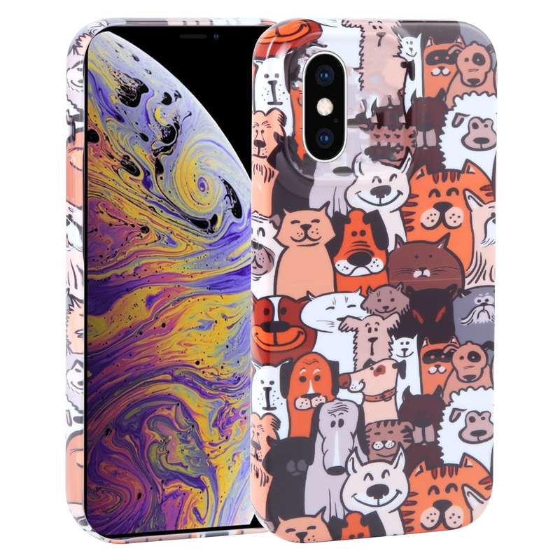 For iPhone XS Max Dustproof Net Full Coverage PC Phone Case(Animal Party)