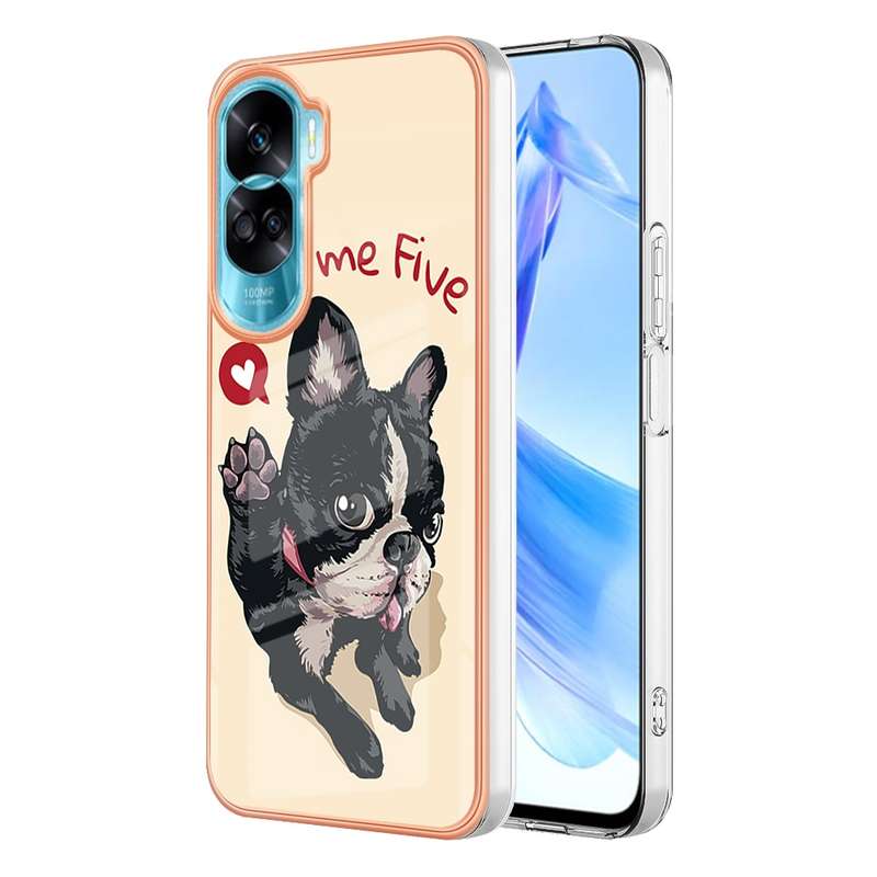 For Honor 90 Lite 5G Electroplating Marble Dual-side IMD Phone Case(Smile)