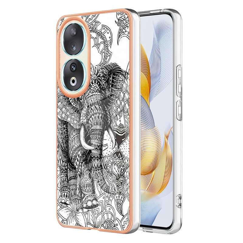 For Honor 90 5G Electroplating Marble Dual-side IMD Phone Case(Smile)