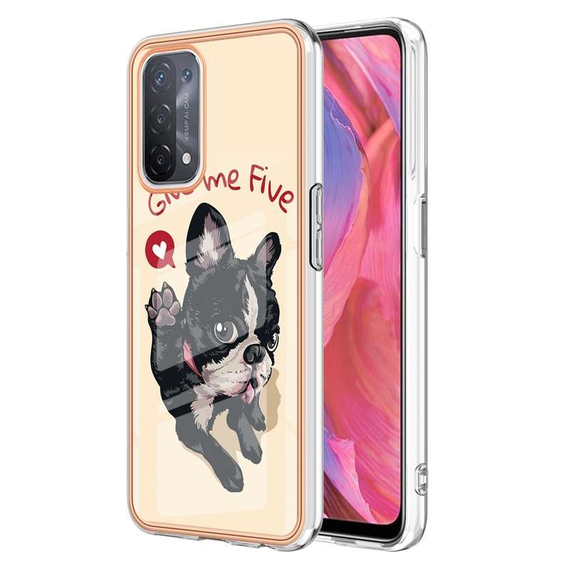 For OPPO A74 / A93 5G / A54 5G / A93s 5G Electroplating Marble Dual-side IMD Phone Case(Smile)