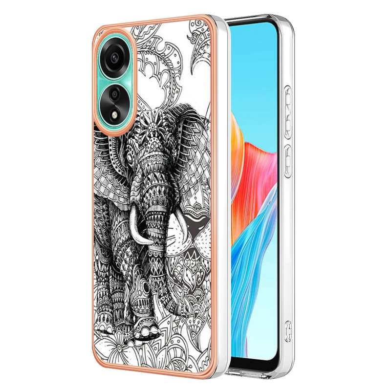 For OPPO A78 4G Electroplating Marble Dual-side IMD Phone Case(Smile)