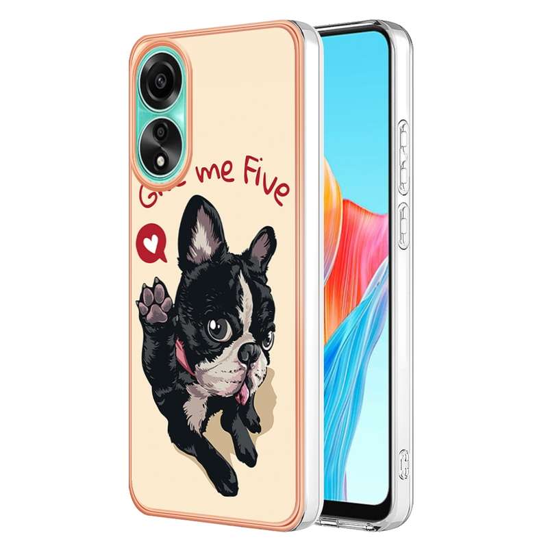 For OPPO A78 4G Electroplating Marble Dual-side IMD Phone Case(Smile)
