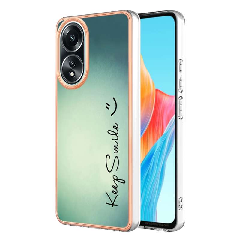 For OPPO A58 4G Electroplating Marble Dual-side IMD Phone Case(Retro Radio)