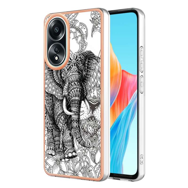 For OPPO A58 4G Electroplating Marble Dual-side IMD Phone Case(Retro Radio)