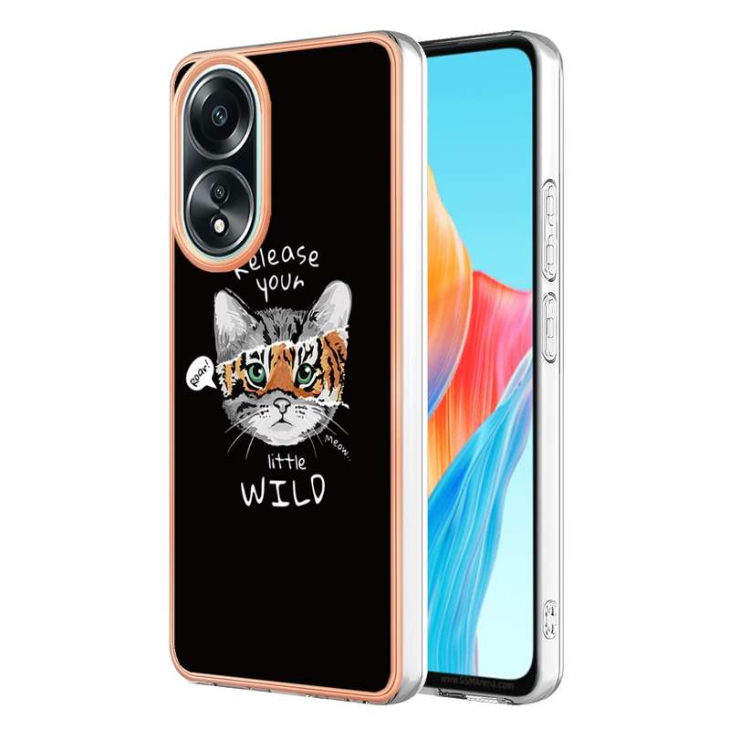 For OPPO A58 4G Electroplating Marble Dual-side IMD Phone Case(Retro Radio)