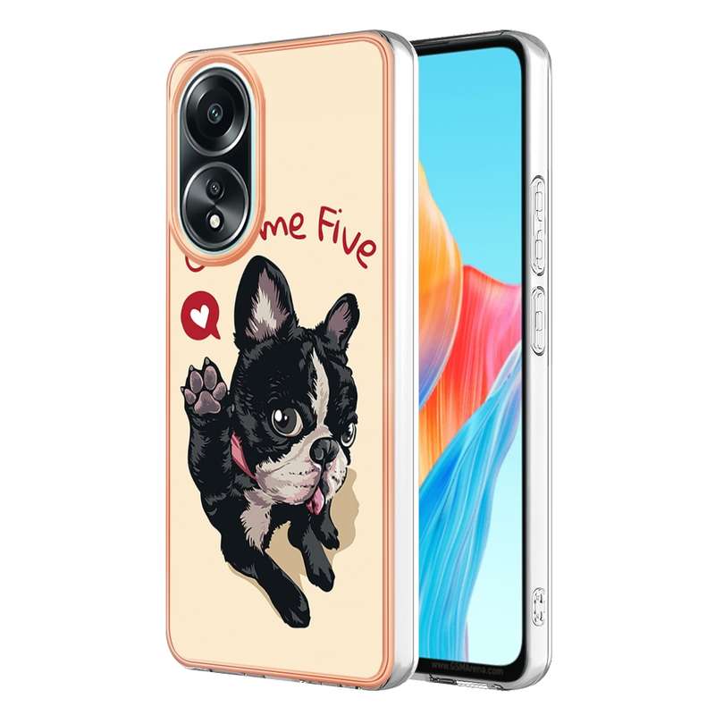 For OPPO A58 4G Electroplating Marble Dual-side IMD Phone Case(Retro Radio)