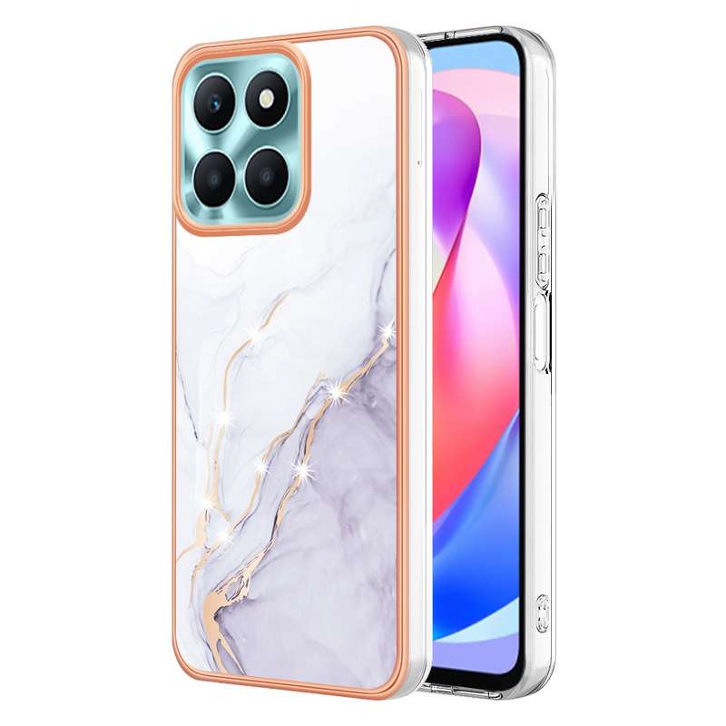 For Honor X6a Electroplating Marble Dual-side IMD Phone Case(Rose Gold 005)