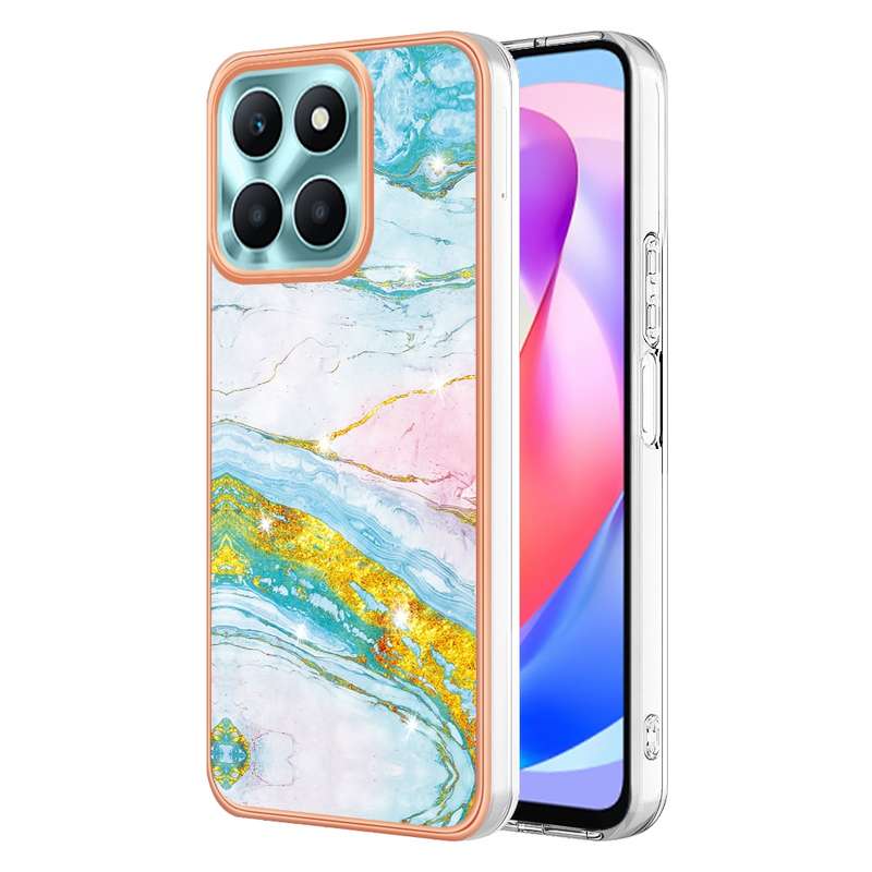 For Honor X6a Electroplating Marble Dual-side IMD Phone Case(Rose Gold 005)