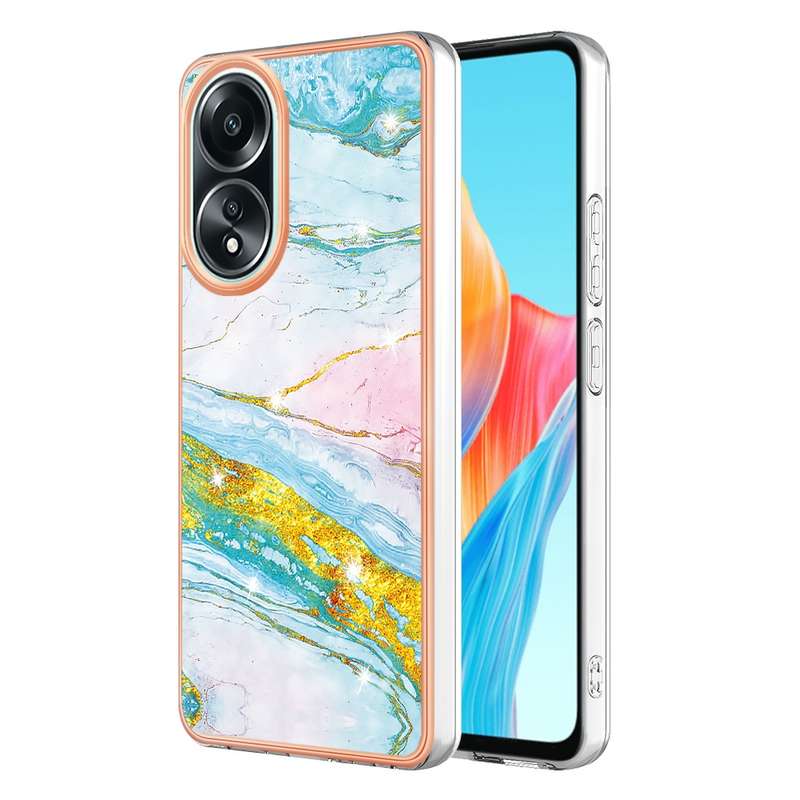 For OPPO A58 4G Electroplating Marble Dual-side IMD Phone Case(Purple 001)