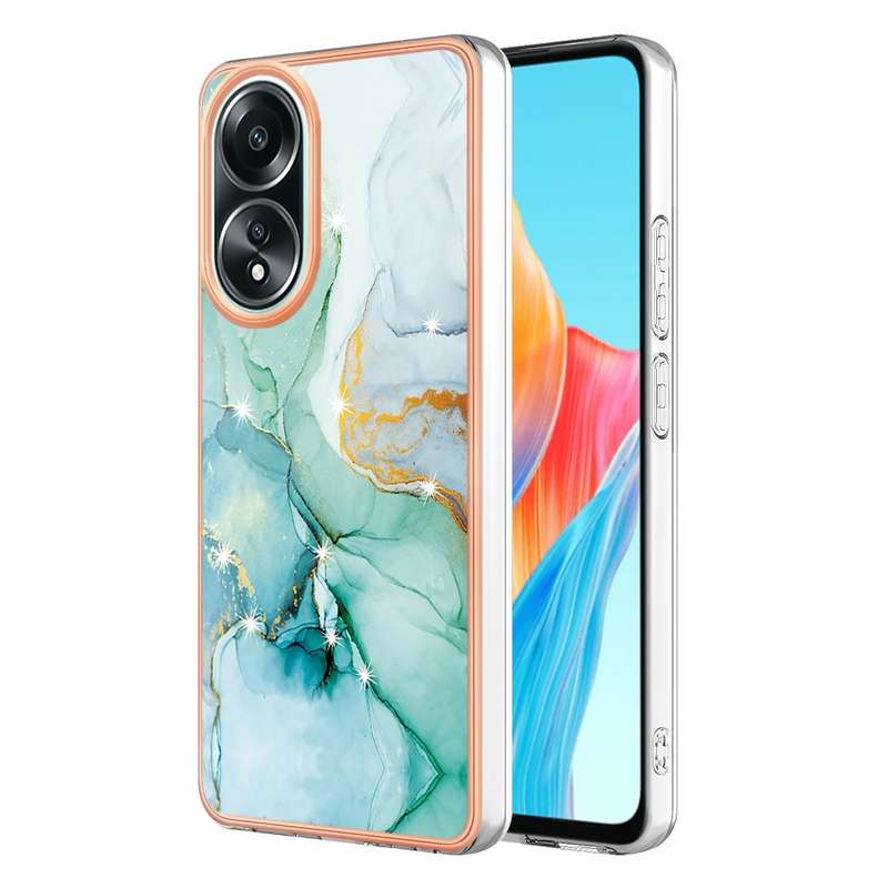 For OPPO A58 4G Electroplating Marble Dual-side IMD Phone Case(Purple 001)