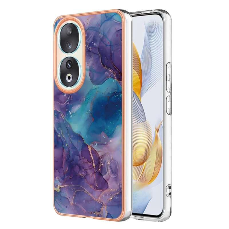 For Honor 90 5G Electroplating Marble Dual-side IMD Phone Case(Green 017)