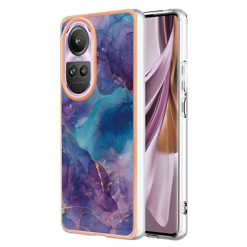 For OPPO Reno10 Pro 5G Global Electroplating Marble Dual-side IMD Phone Case(Pink 013)