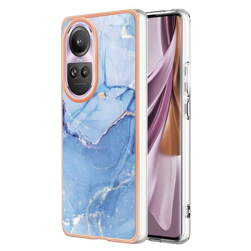 For OPPO Reno10 Pro 5G Global Electroplating Marble Dual-side IMD Phone Case(Pink 013)