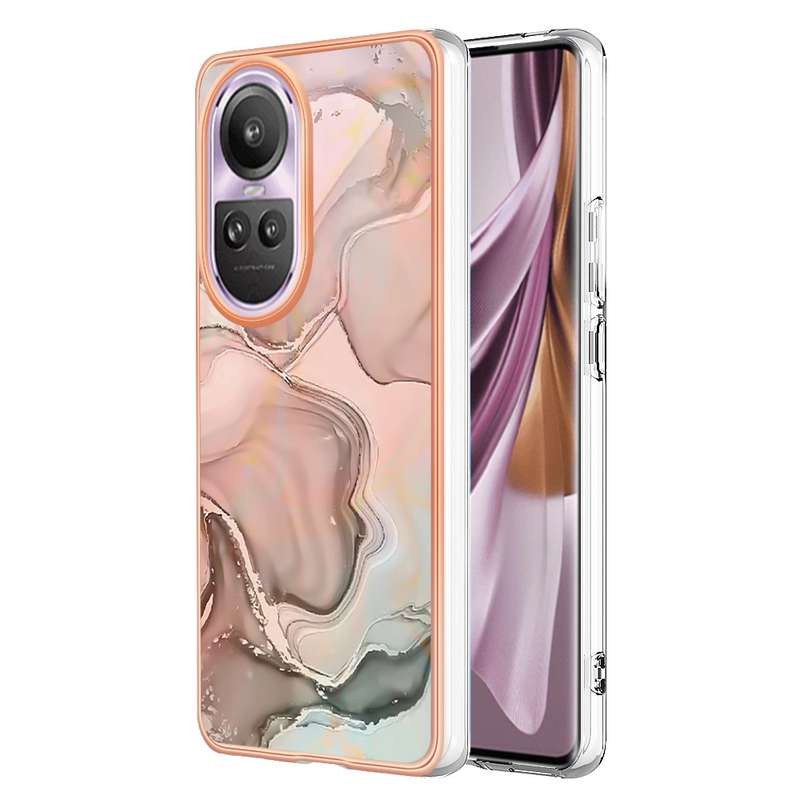 For OPPO Reno10 Pro 5G Global Electroplating Marble Dual-side IMD Phone Case(Pink 013)
