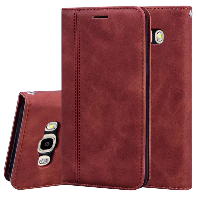 For Samsung Galaxy J5 (2016) / J510 Frosted Business Magnetic Horizontal Flip PU Leather Case with H