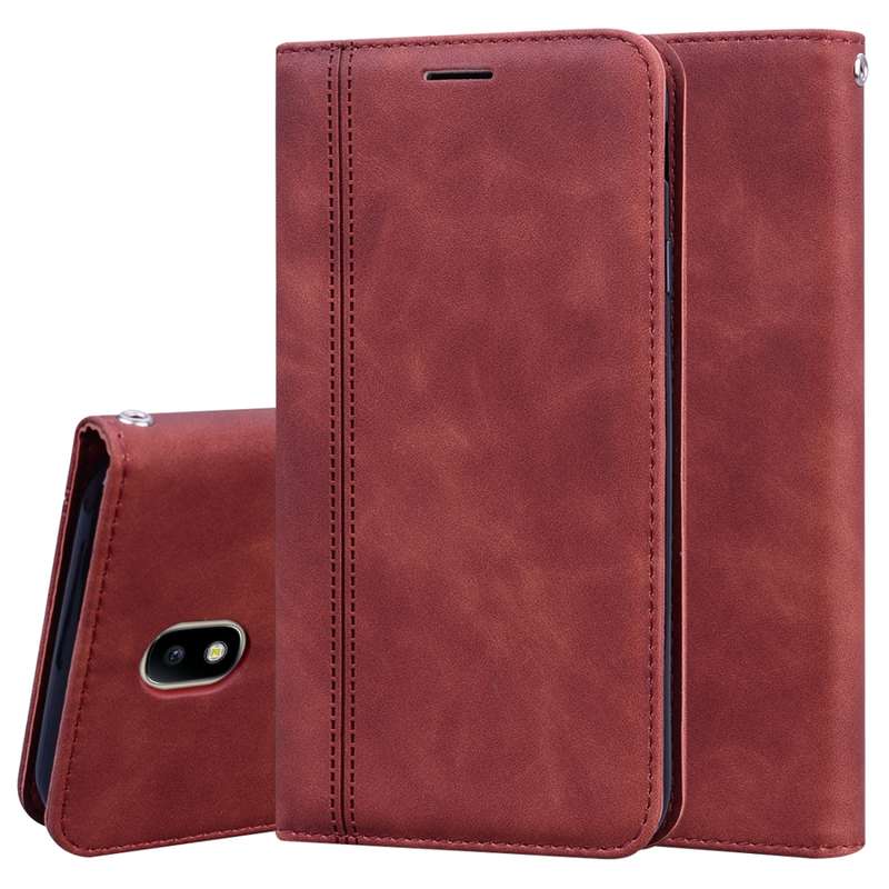 For Samsung Galaxy J7 / J730 (EU) Frosted Business Magnetic Horizontal Flip PU Leather Case with Hol