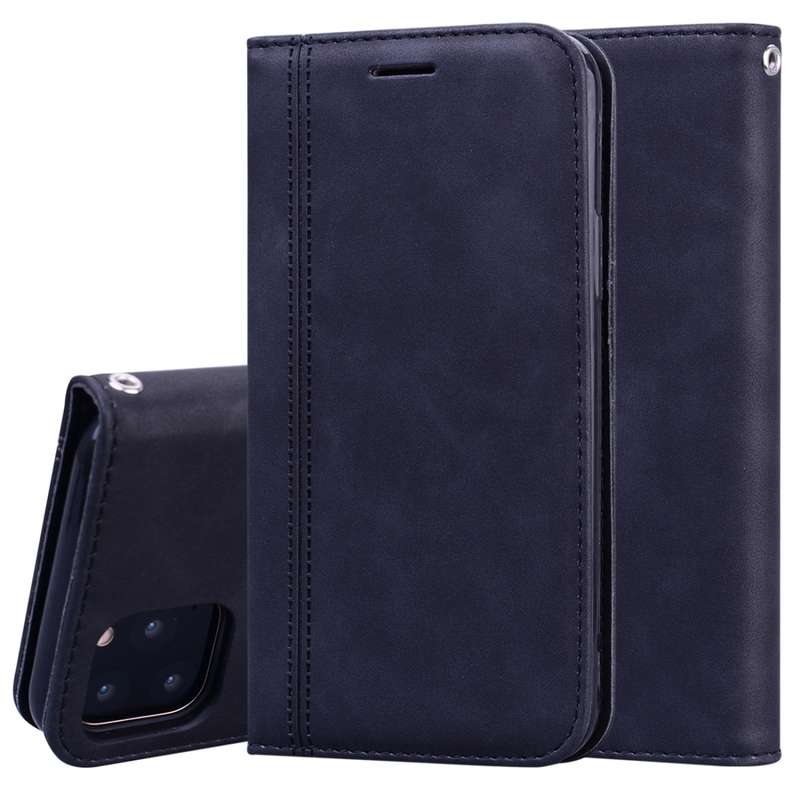 For iPhone 11 Pro Max Frosted Business Magnetic Horizontal Flip PU Leather Case with Holder & Card S