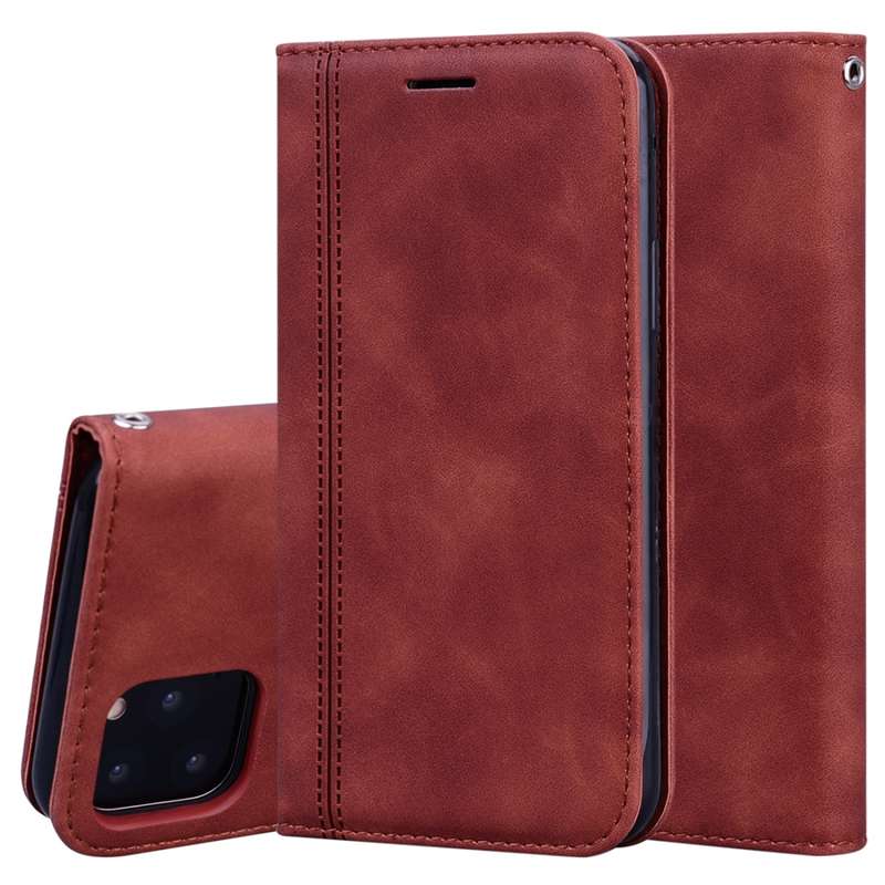 For iPhone 11 Pro Max Frosted Business Magnetic Horizontal Flip PU Leather Case with Holder & Card S