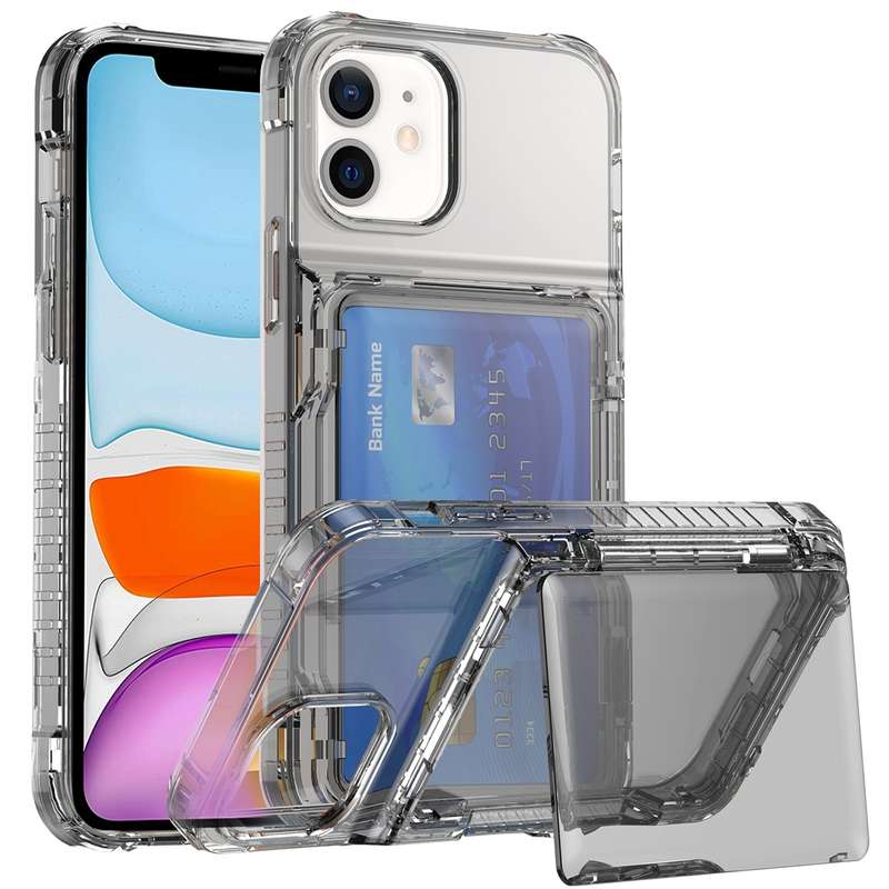 For iPhone 11 Crystal Clear Flip Card Slot Phone Case(Transparent)