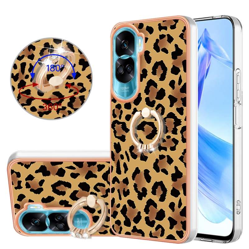 For Honor 90 Lite 5G Electroplating Dual-side IMD Phone Case with Ring Holder(Smile)