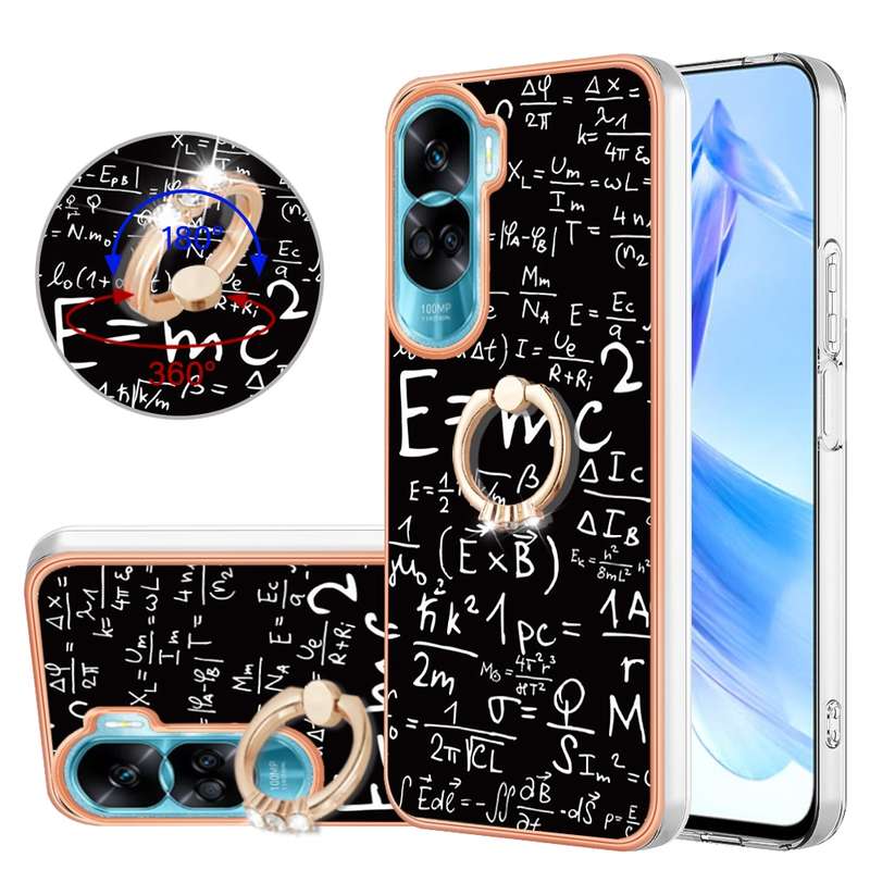 For Honor 90 Lite 5G Electroplating Dual-side IMD Phone Case with Ring Holder(Smile)