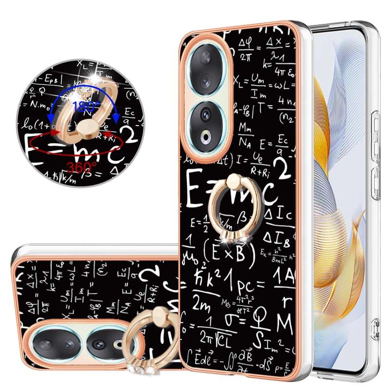 For Honor 90 5G Electroplating Dual-side IMD Phone Case with Ring Holder(Natural Growth)