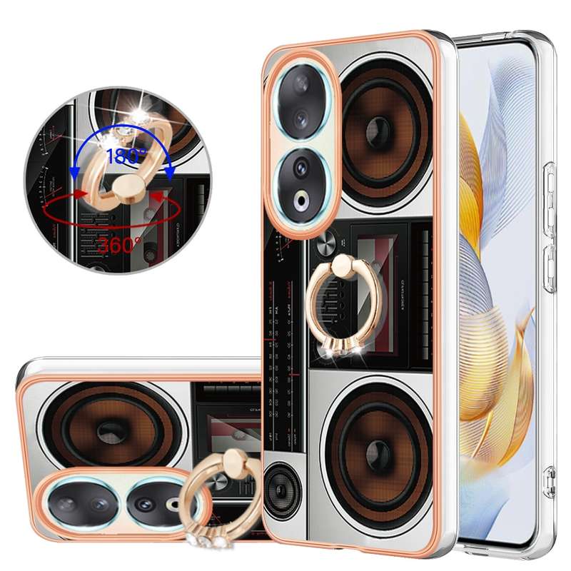 For Honor 90 5G Electroplating Dual-side IMD Phone Case with Ring Holder(Natural Growth)