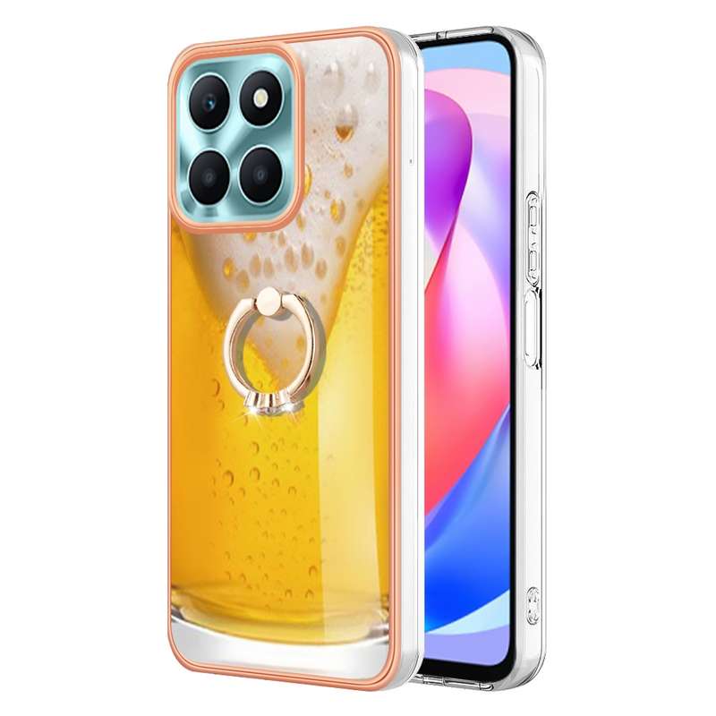 For Honor X6a Electroplating Dual-side IMD Phone Case with Ring Holder(Smile)