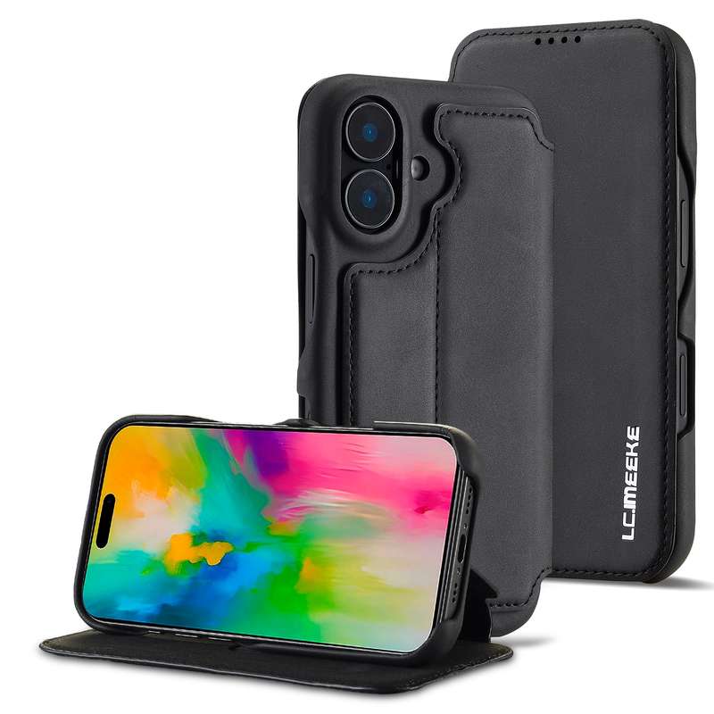For iPhone 16 LC.IMEEKE Hon Ancient Series Flip Leather Phone Case(Blue)