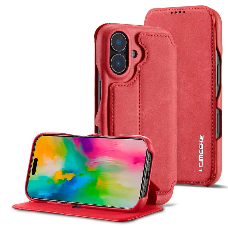 For iPhone 16 LC.IMEEKE Hon Ancient Series Flip Leather Phone Case(Blue)