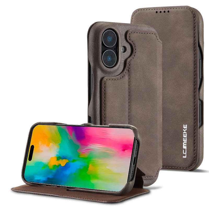 For iPhone 16 LC.IMEEKE Hon Ancient Series Flip Leather Phone Case(Blue)