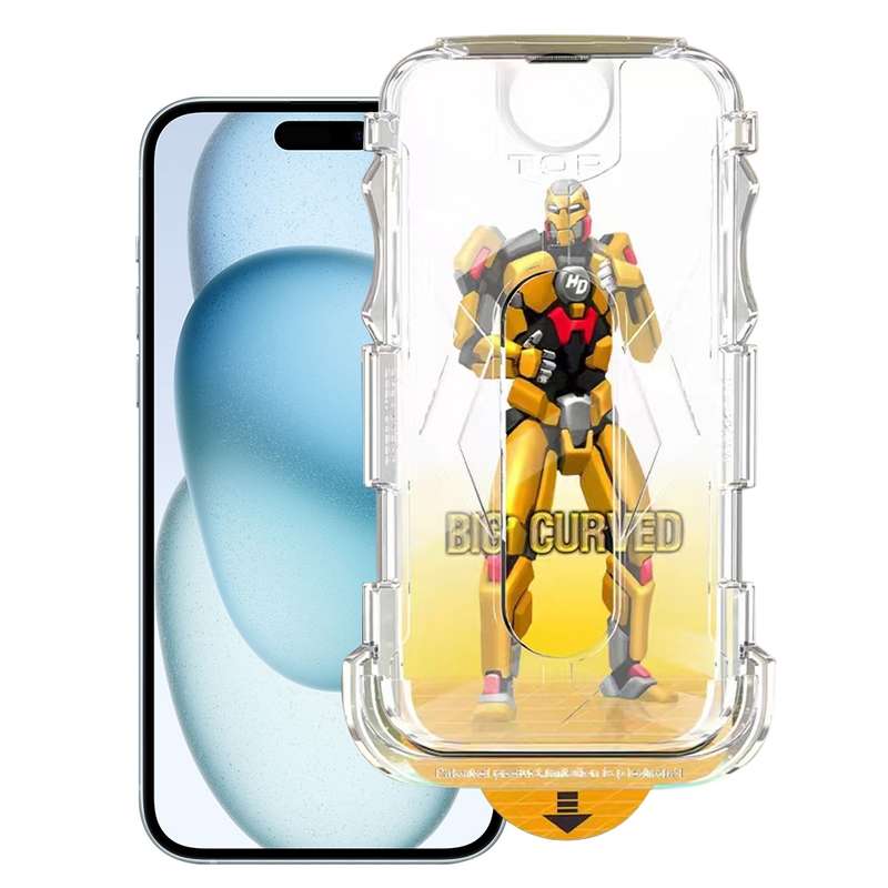 For iPhone 15 Easy Install Dust-proof Armor Tempered Glass Film