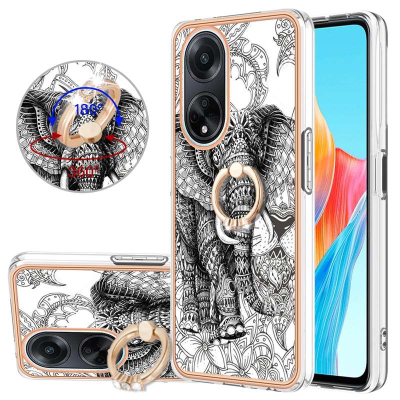 For OPPO A98 Electroplating Dual-side IMD Phone Case with Ring Holder(Smile)