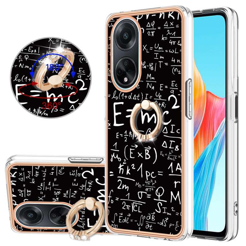 For OPPO A98 Electroplating Dual-side IMD Phone Case with Ring Holder(Smile)
