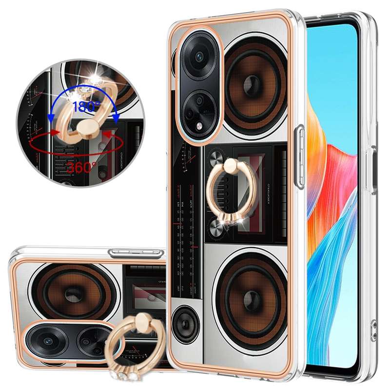 For OPPO A98 Electroplating Dual-side IMD Phone Case with Ring Holder(Smile)