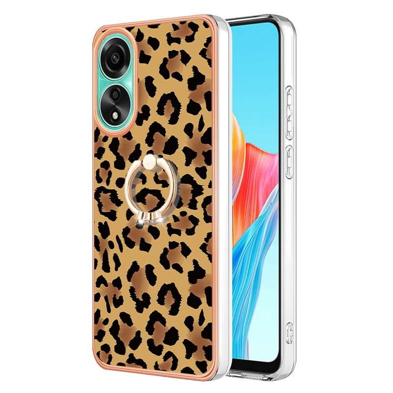 For OPPO A78 4G Electroplating Dual-side IMD Phone Case with Ring Holder(Smile)
