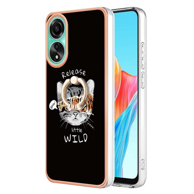 For OPPO A78 4G Electroplating Dual-side IMD Phone Case with Ring Holder(Smile)
