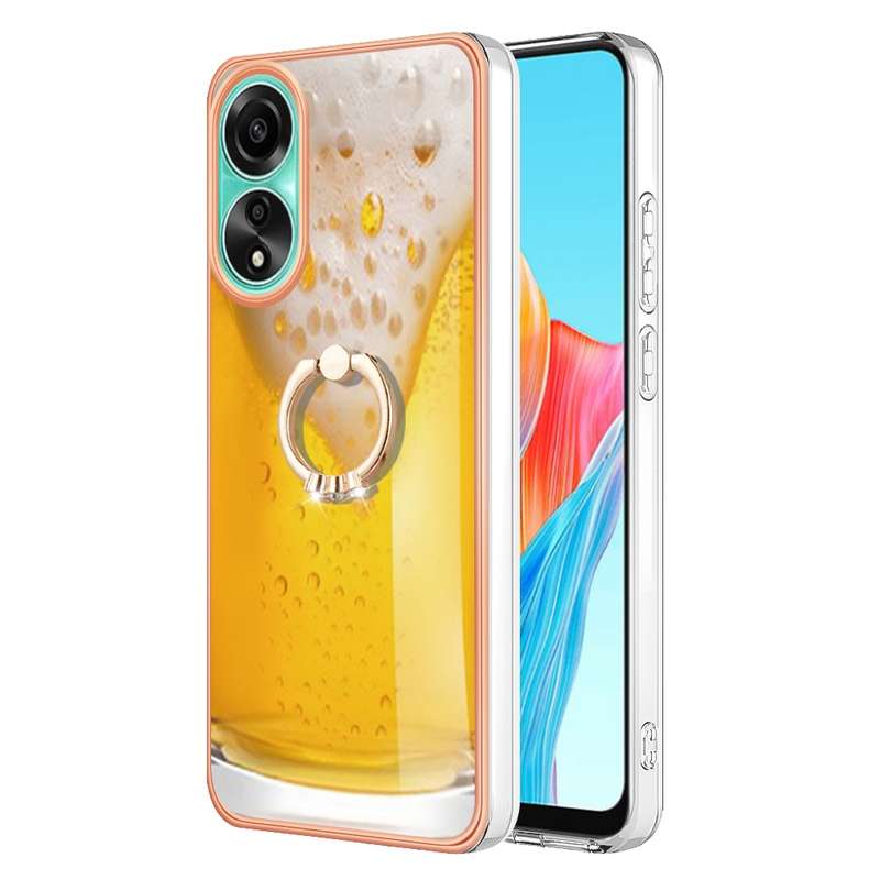 For OPPO A78 4G Electroplating Dual-side IMD Phone Case with Ring Holder(Smile)