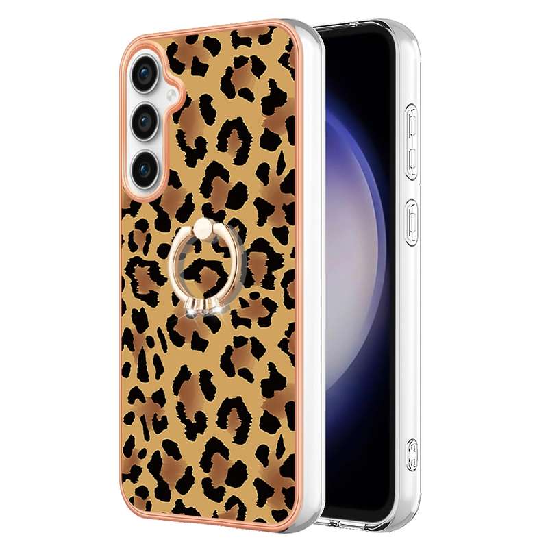 For Samsung Galaxy S23 FE 5G Electroplating Dual-side IMD Phone Case with Ring Holder(Retro Radio)