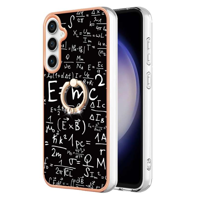 For Samsung Galaxy S23 FE 5G Electroplating Dual-side IMD Phone Case with Ring Holder(Retro Radio)