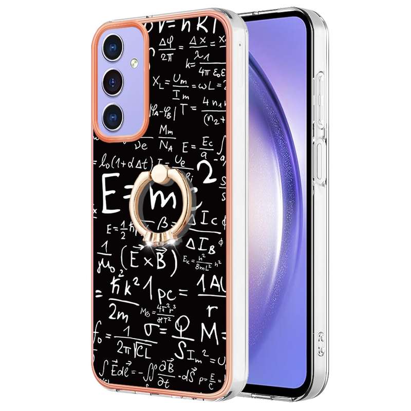 For Samsung Galaxy A15 5G Electroplating Dual-side IMD Phone Case with Ring Holder(Smile)
