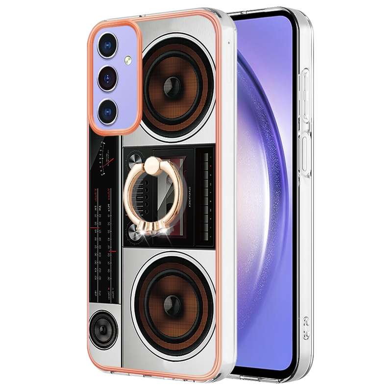 For Samsung Galaxy A15 5G Electroplating Dual-side IMD Phone Case with Ring Holder(Smile)