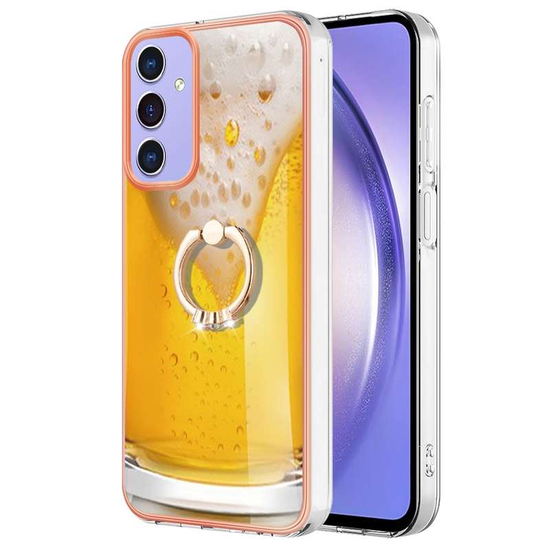 For Samsung Galaxy A15 5G Electroplating Dual-side IMD Phone Case with Ring Holder(Smile)