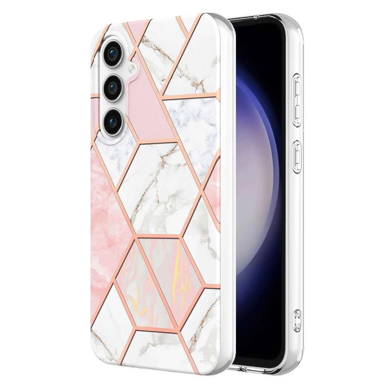 For Samsung Galaxy S23 FE 5G Electroplating Splicing Marble TPU Phone Case(Blue)