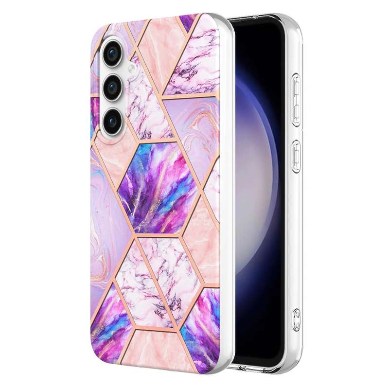 For Samsung Galaxy S23 FE 5G Electroplating Splicing Marble TPU Phone Case(Blue)