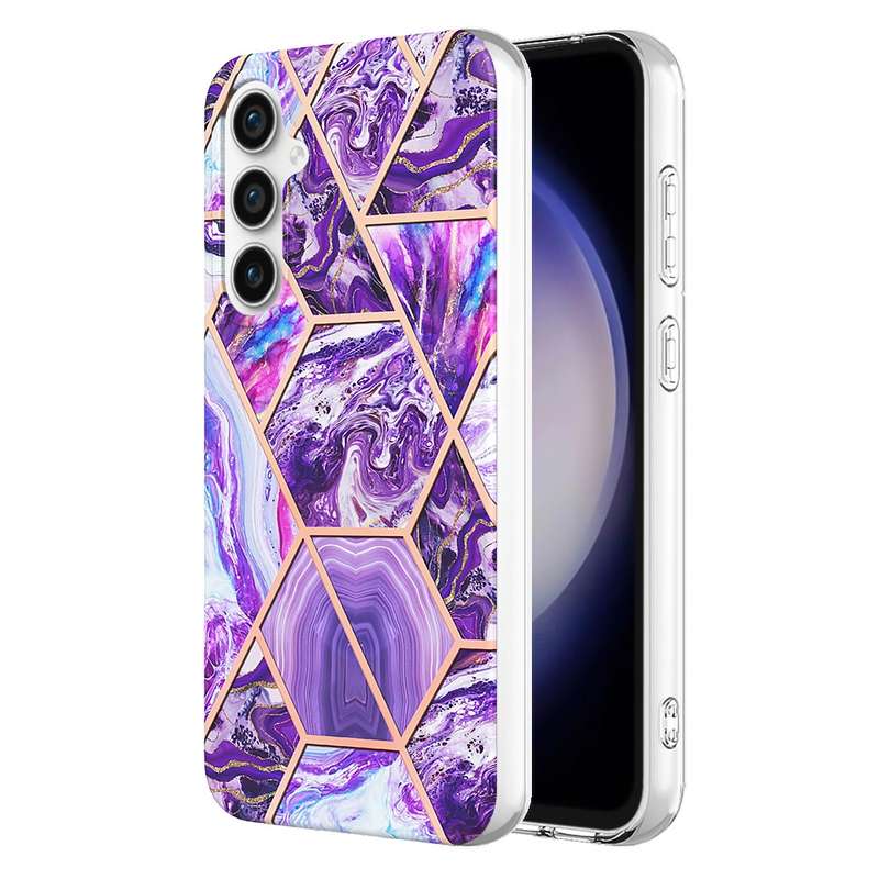 For Samsung Galaxy S23 FE 5G Electroplating Splicing Marble TPU Phone Case(Blue)