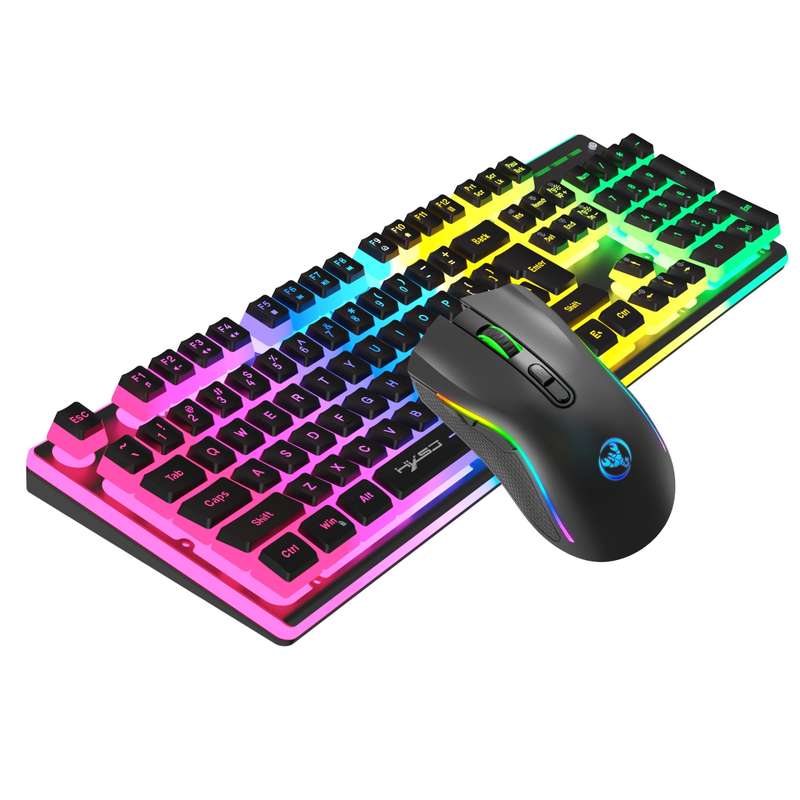HXSJ L96 2.4G Wireless RGB Backlit Keyboard and Mouse Set 104 Pudding Key Caps + 4800DPI Mouse(White