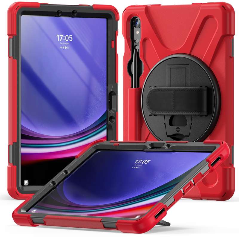 For Galaxy Tab S10 FE / S9 FE / S9 / S8 / S7 Rotary Handle Grab TPU + PC Tablet Case(Black)